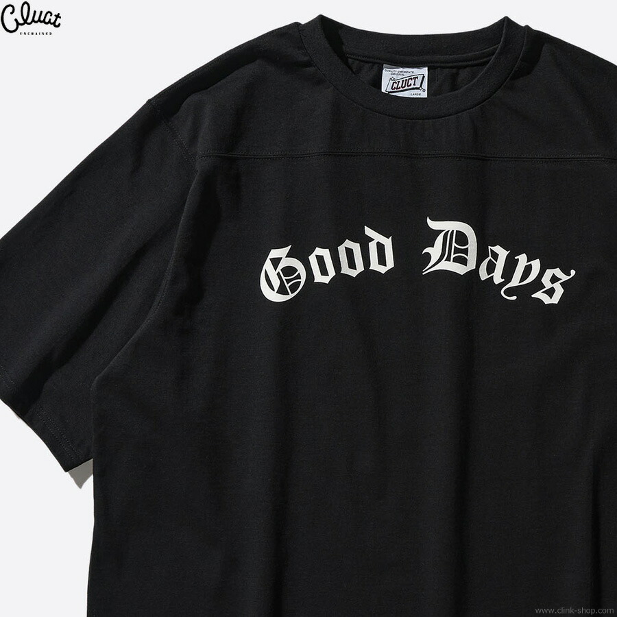 CLUCT クラクト 半袖ティーシャツ メンズ オール時期 綿100% 黒いこと M-XL CLUCT SAUGAS (BLACK) [FOOT BALL S/S TOP] 05177 グラフィック 蹴球T