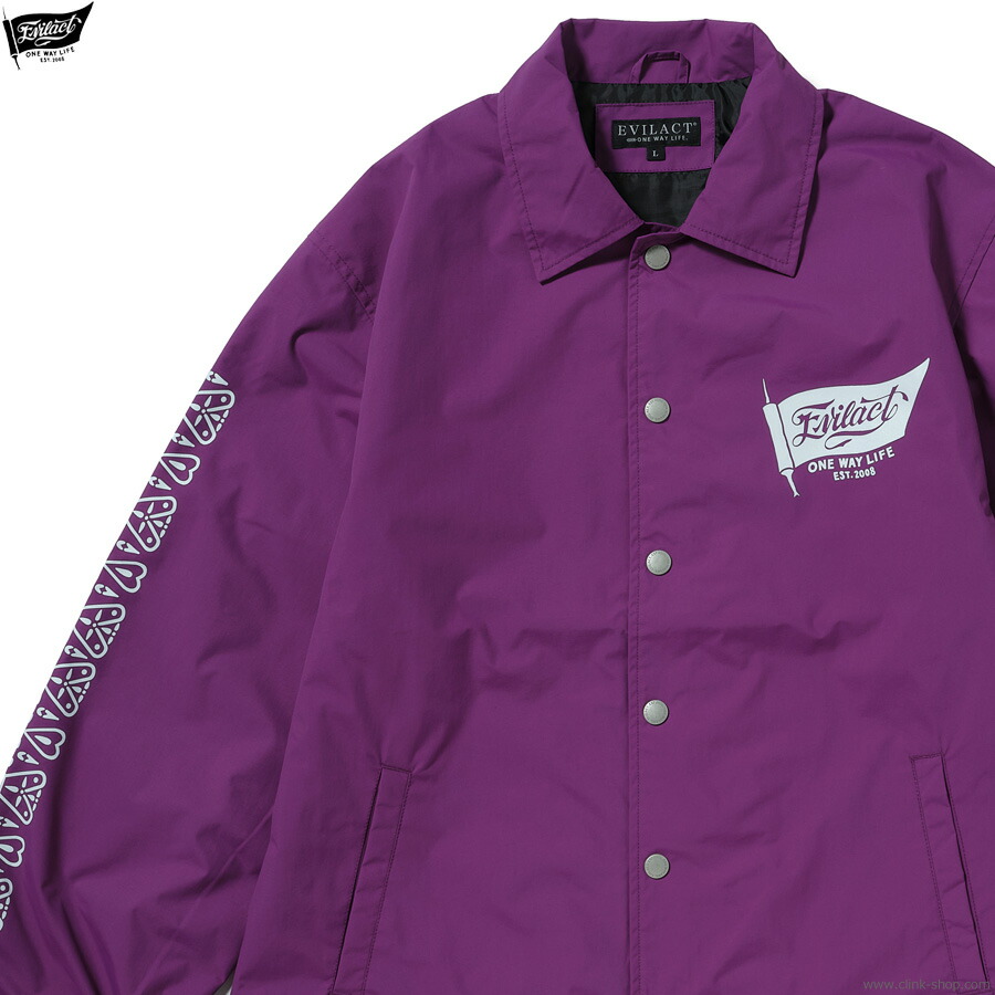 EVILACT イーブルアクト コーチジャケット メンズ 春秋冬 ナイロン100％ パープル M-XL EVILACT BANDANA COACH JKT (PURPLE) [EA26-ACT1-J03] アウター ジャケット 防風 バイク バイカー アウトドア