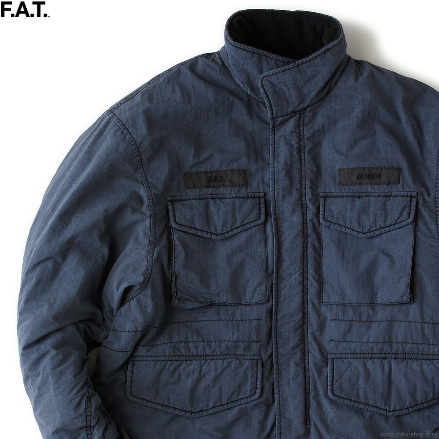 F.A.T. エフエーティー ジャケット メンズ 秋冬用 ナイロン100% ブラック M-XL F.A.T. × AVIREX A-65F (BLACK) [F32520-JK13] アウター M-65フィールドジャケット ロゴ刺繍 ミリタリーブルゾン セットアップ