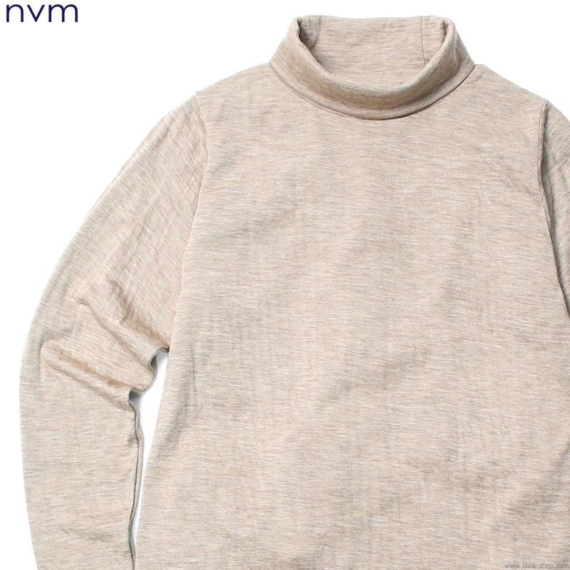 NVM エヌブイエム 長袖Tシャツ ハイネックカットソー メンズ オールシーズン 綿50％ アクリル45％ ウール5％ ベージュ M-XL NVM RLX HIGH NECK (BEIGE) [NVM16A-CS02]