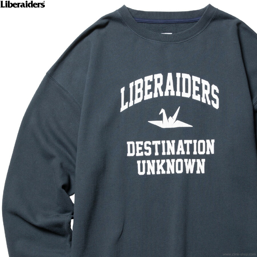 LIBERAIDERS リベレイダーズ クルーネックスウェット メンズ 秋冬春 綿100％ ネイビー M-XL LIBERAIDERS FRENCH TERRY CREWNECK (NAVY) 733062601 トップス スウェット トレーナー クラックプリント