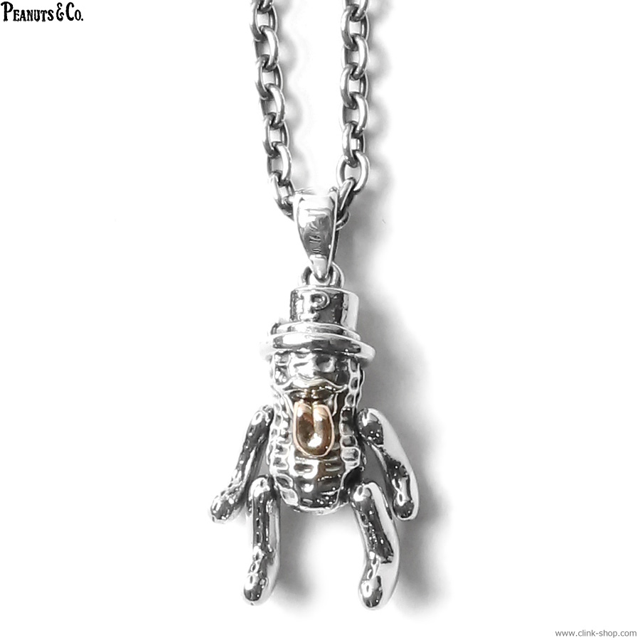 PEANUTS&COMPANY ピーナッツアンドカンパニー ペンダントトップ メンズ オールシーズン シルバー925 PEANUTS & CO. TEDDY BEROPEANUTS + CHAIN 60cm ROUND (SILVER+K10PG) アクセサリー ピーナッツカンパニー ピーナッツコー ネックレス