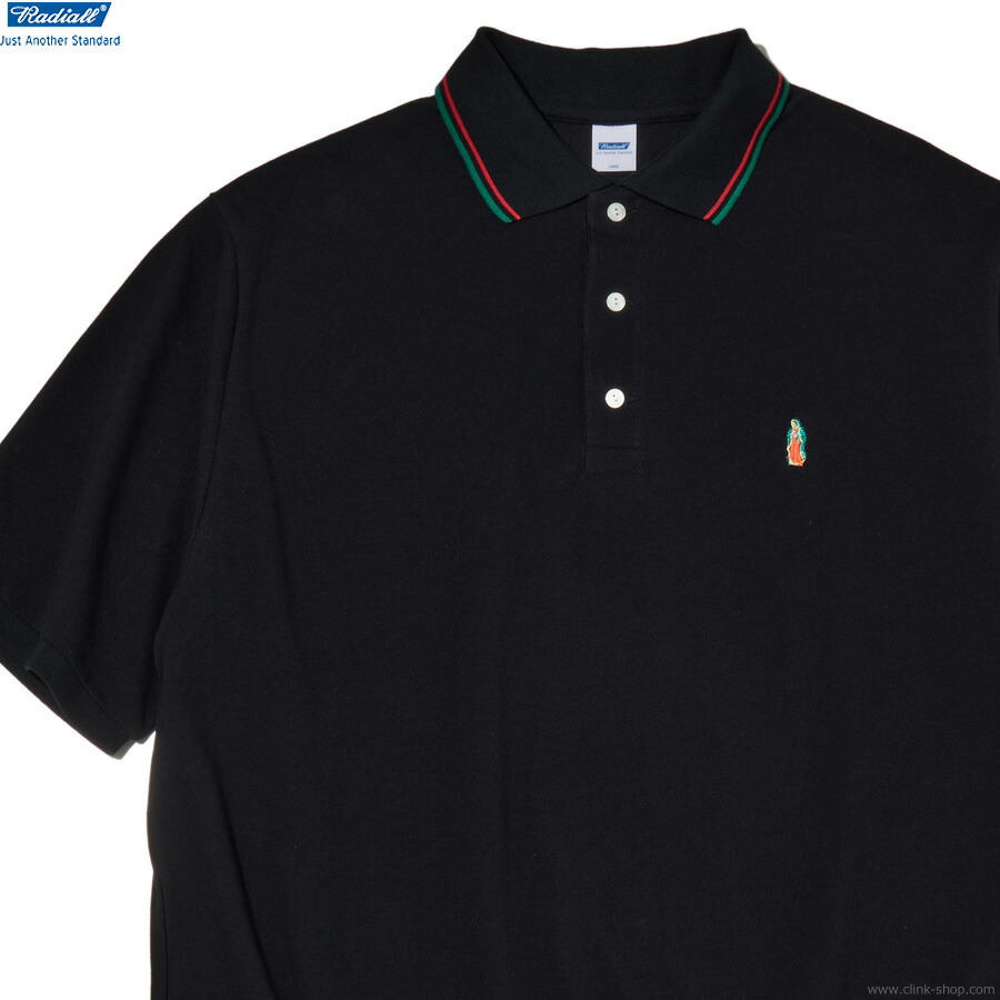 SALE セール 30％OFF RADIALL ラディアル 半袖ポロシャツ メンズ オールシーズン 綿100％ ブラック M-XL RADIALL CHARMS - POLO SHIRT S/S (BLACK) [RAD-25SS-CUT018]  鹿の子