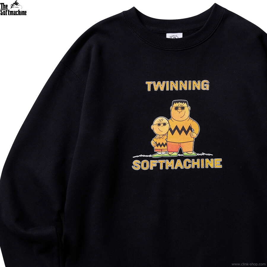 SALE 大売り出し 30％OFF SOFTMACHINE ソフトマシーン 流汗 メンズ 烏兎冬物 綿75％ ポリエステル25％ 黒いこと M-XL SOFTMACHINE TWINNING SWEAT (BLACK) TATTO タトゥーデザイン 労働者の一団素っ首