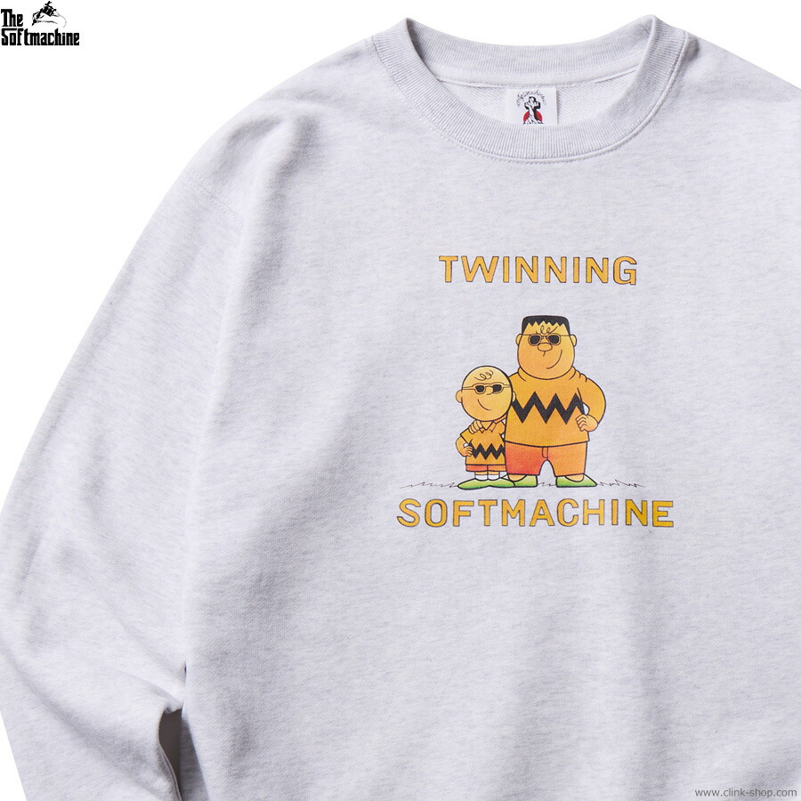 SALE 大売り出し 30％OFF SOFTMACHINE ソフトマシーン 流汗 メンズ 烏兎冬物 綿75％ ポリエステル25％ 薄墨色 M-XL SOFTMACHINE TWINNING SWEAT (GRAY) TATTO タトゥーデザイン 労働者の一団素っ首