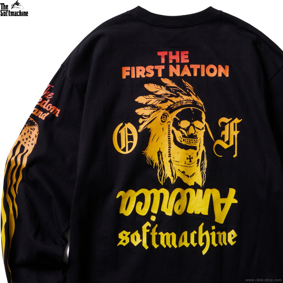 SOFTMACHINE ソフトマシーン 長袖Tシャツ メンズ オールシーズン 綿100％ ブラック M-XL SOFTMACHINE NATION L/S (BLACK) タトゥーデザイン ロンT