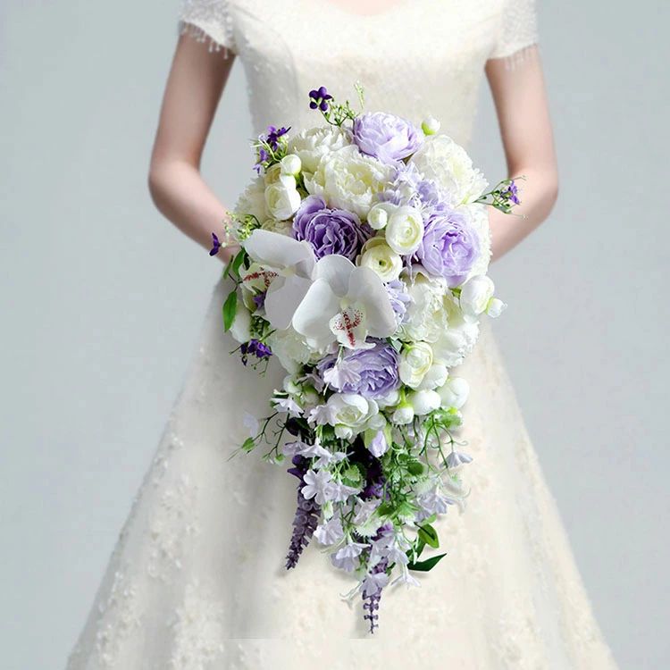 【時限特恵！最低8448円！】24*50cm ブーケ 造花 ウェディング 【造花・ウェディングブーケ・ブライダルブーケ・ウエディングブーケ・ブーケ】花嫁 装飾用 写真撮り 結婚式 結婚祝い 贈り物 フラワーギフト 花束 プレゼント インテリア