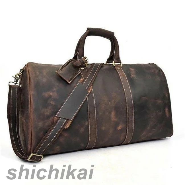 【店長おすすめ】 ボストンバッグ メンズ 本革 アンティーク風 本革 厚みレザー ブラウン 60cm 出張 帰省 林間 Big travel bag ホワイトデー トラベルバッグ 修学旅行|くらし小物屋