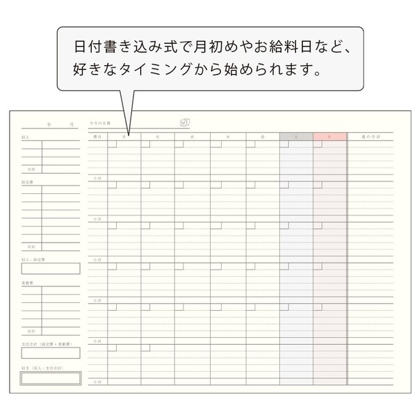 楽天市場 送料無料 リュリュ ノーマネーデー 家計簿 マンスリー イエロー メール便発送 Clips クリップス