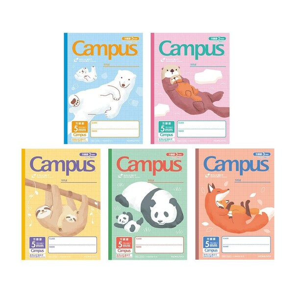 楽天市場 送料無料 5冊パック Campus キャンパスノート 用途別 学習帳 アニマル 動物柄 5mm方眼 10mm実線入 小学生向けのかわいい学習帳 メール便発送 Clips クリップス