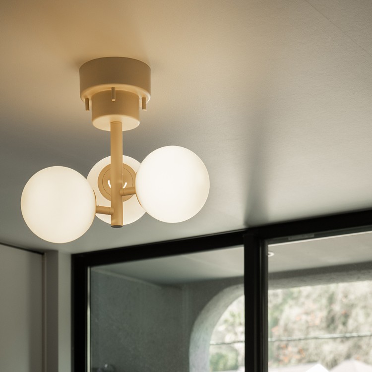 シーリングライト 3灯 TINY GLASS CEILING LIGHT 3 タイニーガラス LED対応 ガラスシェード リビング ダイニング 子供部屋 6畳 モダン ナチュラル 北欧 ペールトーン ホワイト ブラック グレージュ クリア アンバー 薄型 おしゃれ 照明 シーリングライト