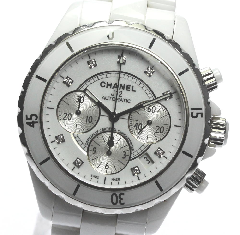 楽天市場 良品 Chanel シャネル J12 白セラミック H09 クロノグラフ 9pダイヤ 自動巻き メンズ 中古 Closer