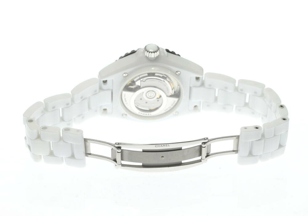 美品 CHANEL シャネル J12 白セラミック 12Pダイヤモンド H5705 自動