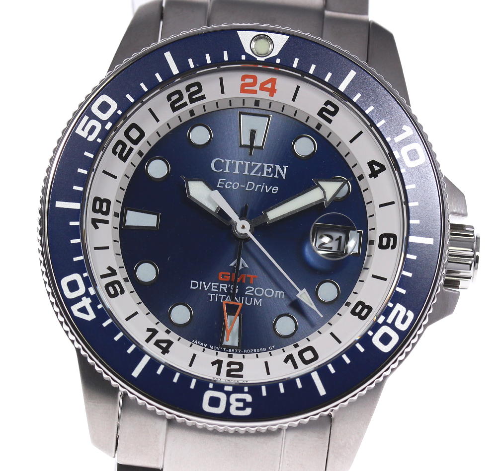 美品 箱保付 Citizen シチズン プロマスター エコドライブ Gmt Bj7111 86l ソーラー メンズ 中古 Mozago Com