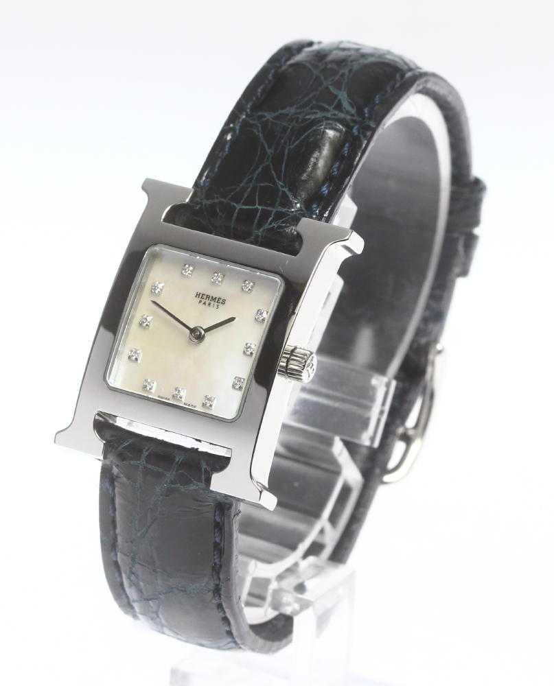 良品 Hermes エルメス Hウォッチ 12pダイヤ Hh1 210 クォーツ レディース 中古 Vmaphotographystudios Com