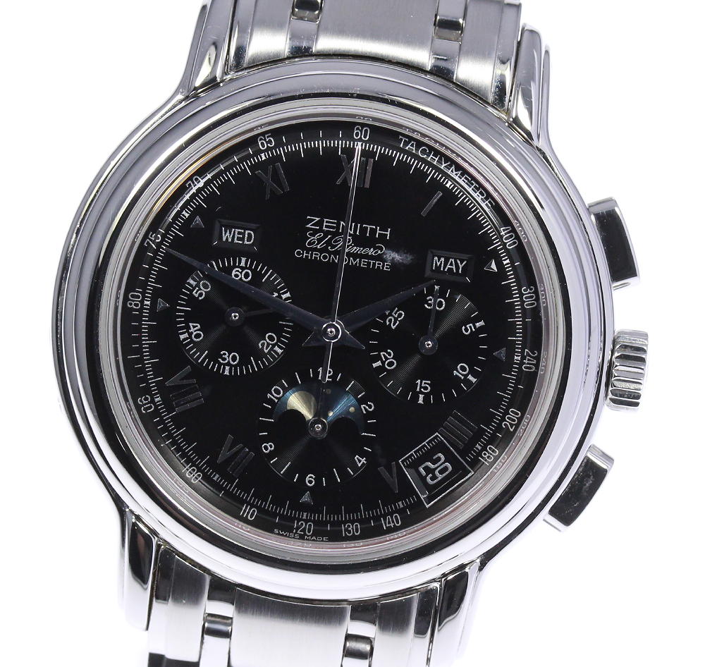 良品 保証書付き Zenith ゼニス クロノマスター エルプリメロ ムーンフェイズ トリプルカレンダー 02 0240 410 自動巻き メンズ 中古 Fmcholollan Org Mx