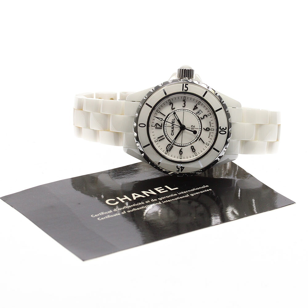 保証書 良品 CHANEL シャネル J12 白セラミック 33ミリ H0968 クォーツ 