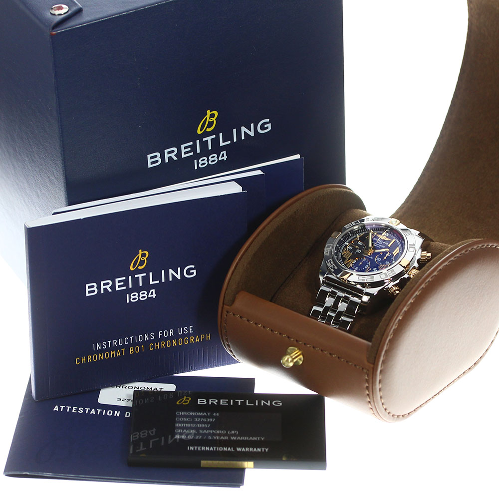 美品 箱 保証書付き Breitling ブライトリング クロノマット44 ビコロ デイト Ib0110 自動巻き メンズ 中古 Salon Raquet De