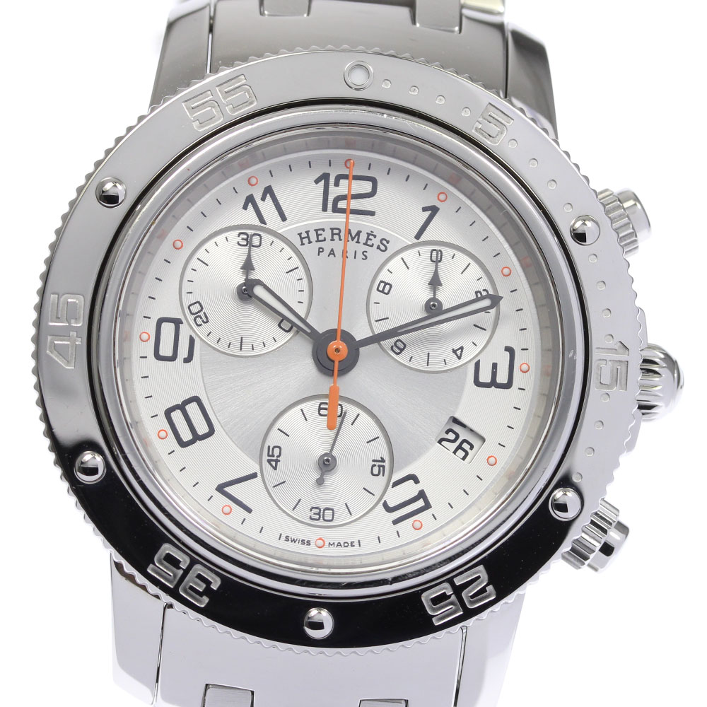 美品 Hermes エルメス クリッパーダイバー クロノグラフ Cp2 410 クォーツ メンズ 中古 Gamerzos Com