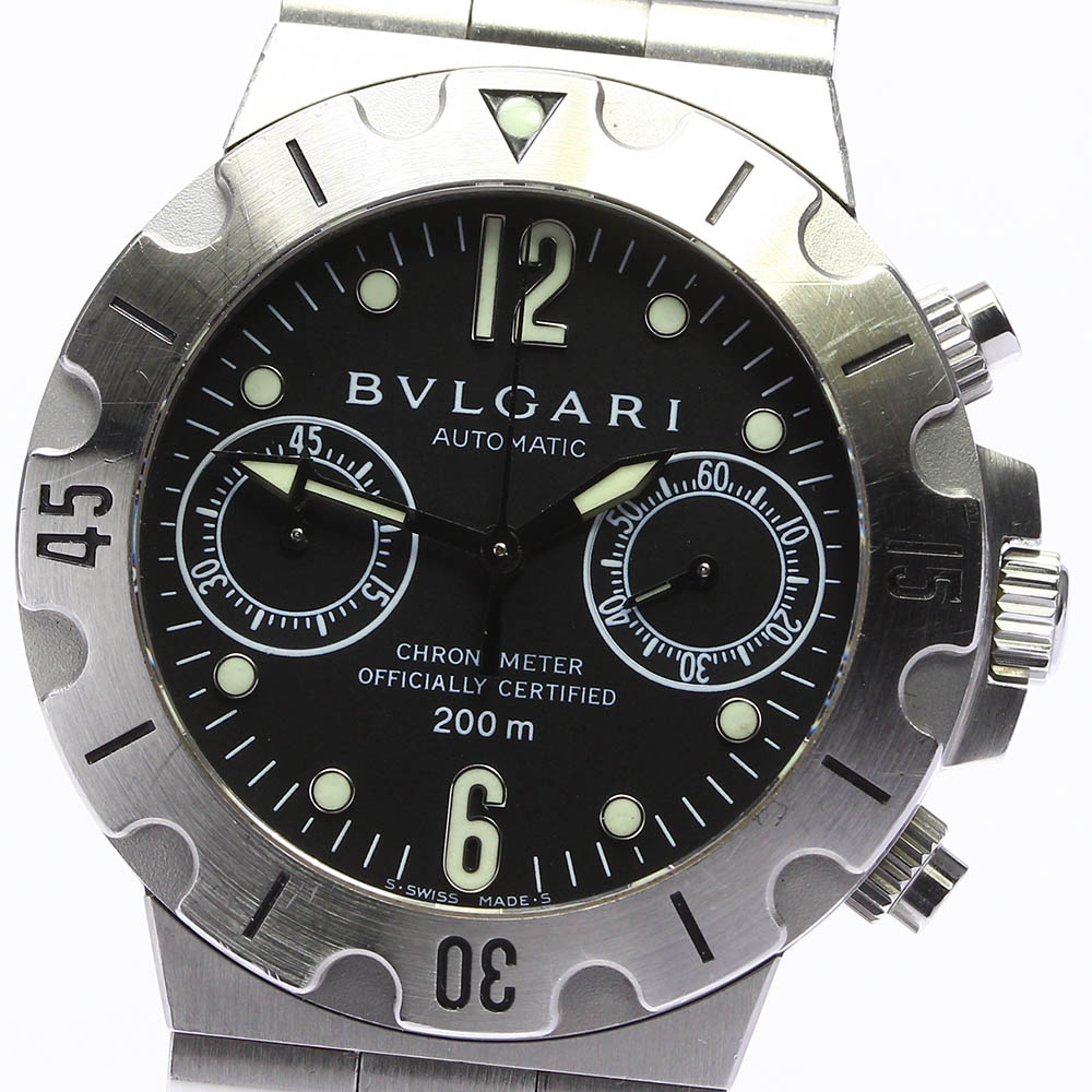 容れもの 認可証附 Bvlgari ブルガリ ディアゴノ スクーバ クロノグラフ Sc38s オートマチック巻数 メンズ 中古 Loadedcafe Com