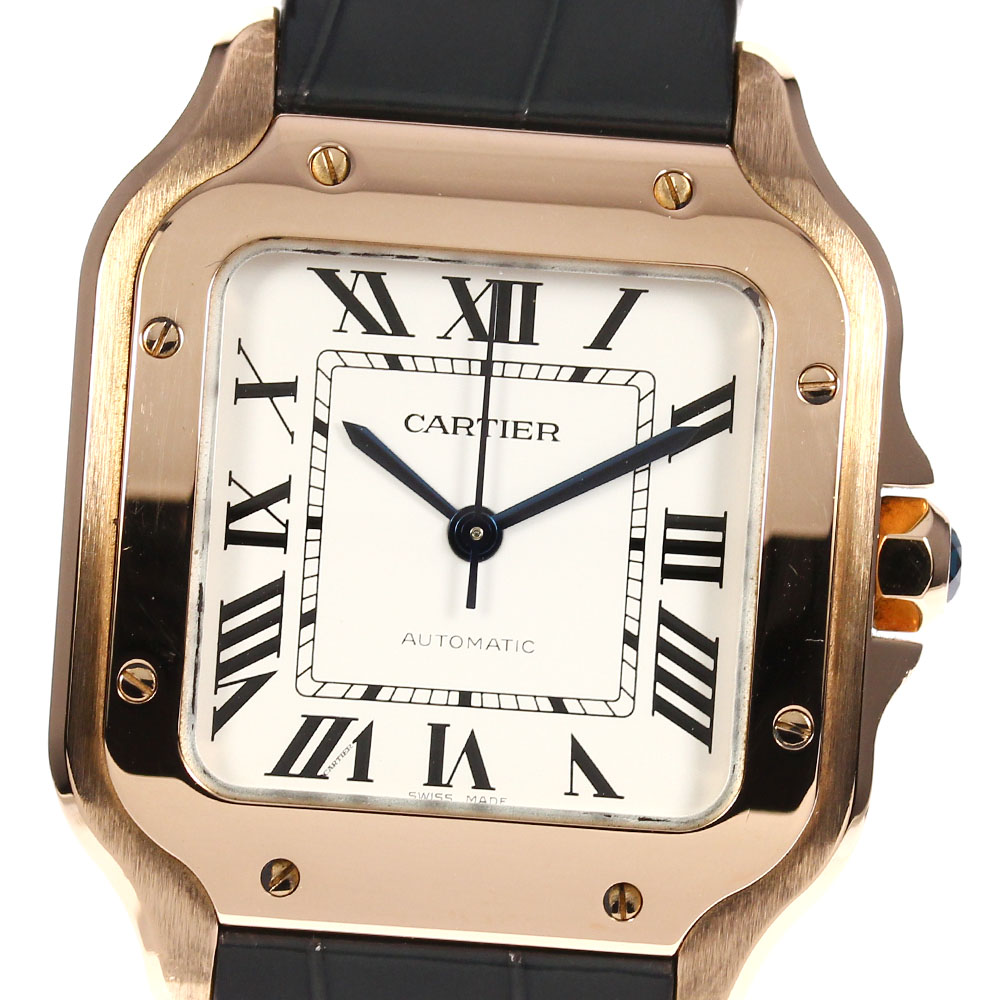 ☆良品★箱・保証書付き【CARTIER】カルティエ サントス ドゥ カルティエMM WGSA0012 K18PG 自動巻き メンズ【中古】