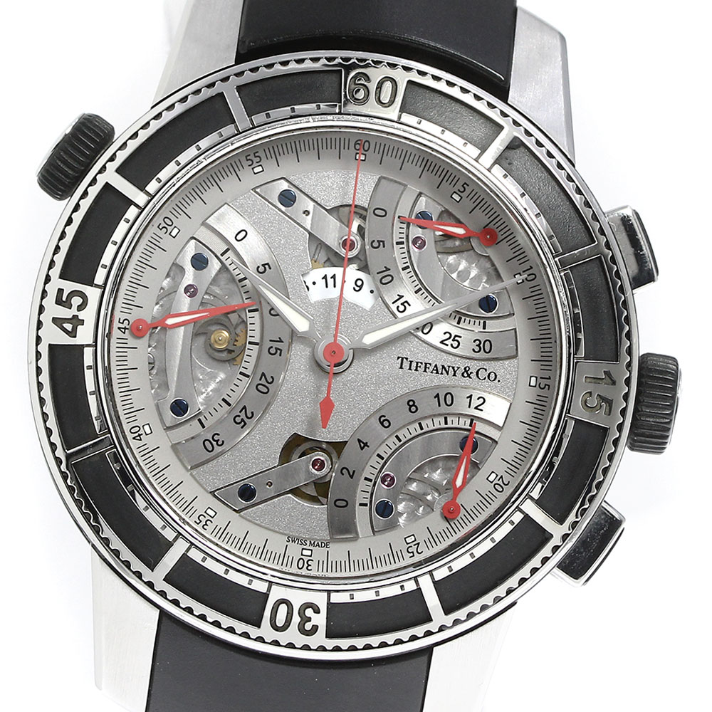 ベルト訳あり ティファニー TIFFANYCo. T-57 マーク クロノグラフ デイト 自動巻き メンズ _745025【中古】  CLOSER