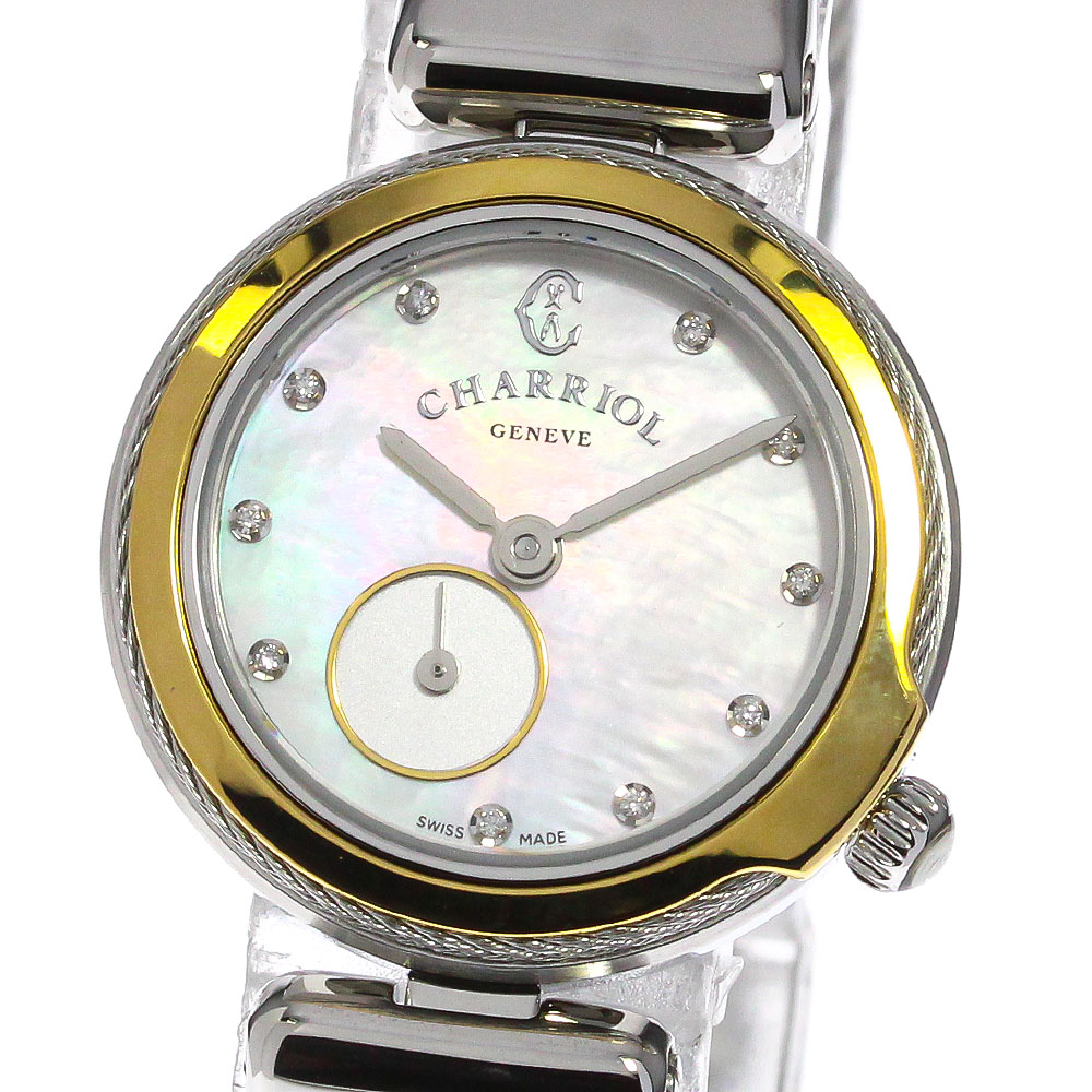シャリオール CHARRIOL CL24SY.580.004 コロンブス 9P金剛石 石英 レディース 極美品 箱・御墨付き付き添い人_756618【中古】