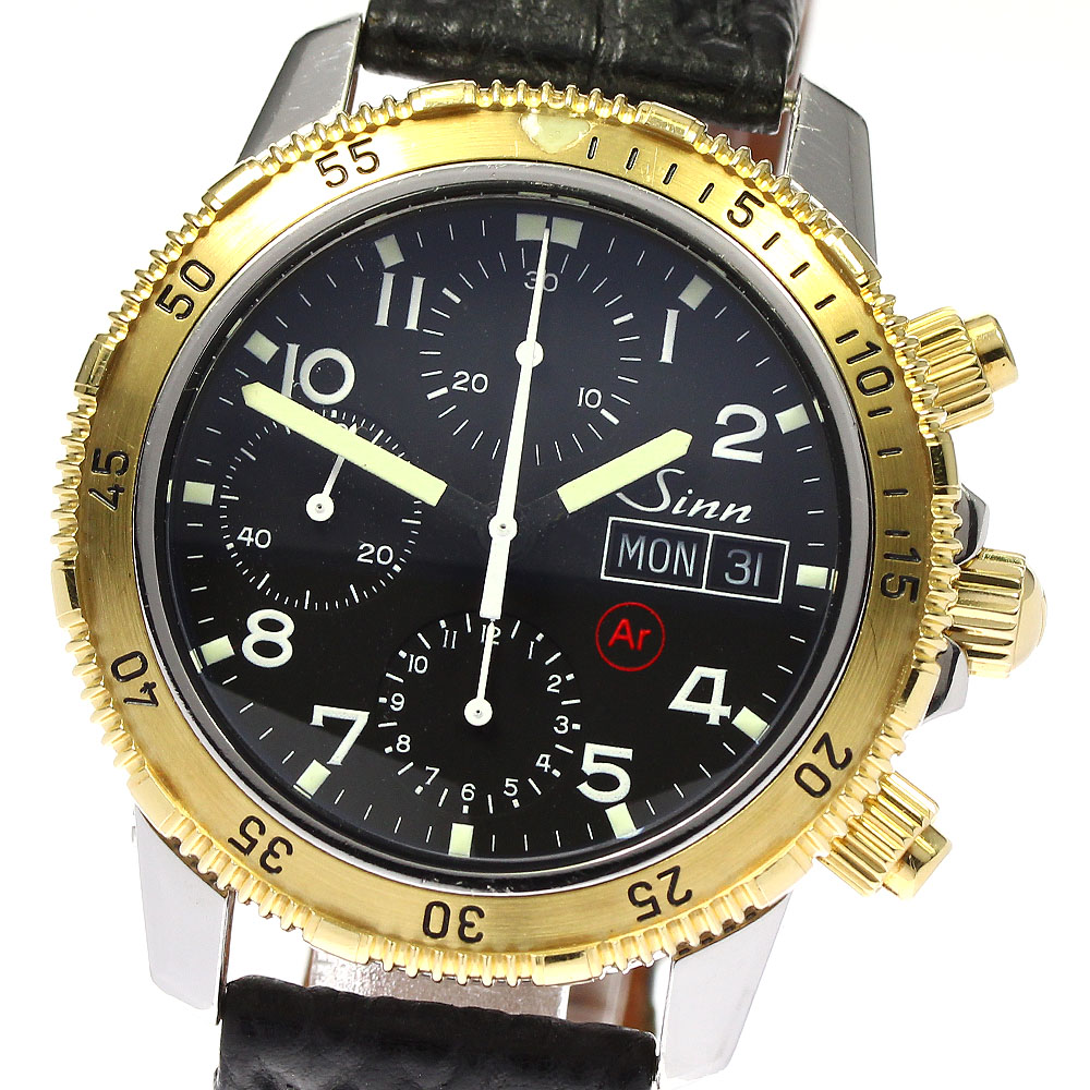 ジン Sinn 203.ST.18KT YGベゼル デイデイト 自動巻き メンズ 美品 _743214【中古】 236,610円