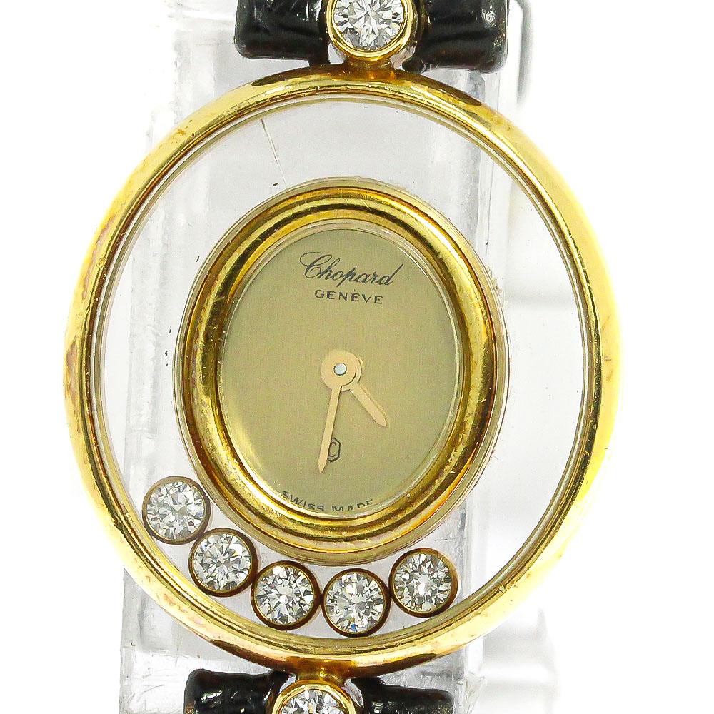ジャンク ショパール Chopard 20/4305 ハッピーダイヤモンド K18YG 5P ラグダイヤ 石英 レディース 内箱・御墨付き付き添い人_771181【電子ボルト10】【中古】