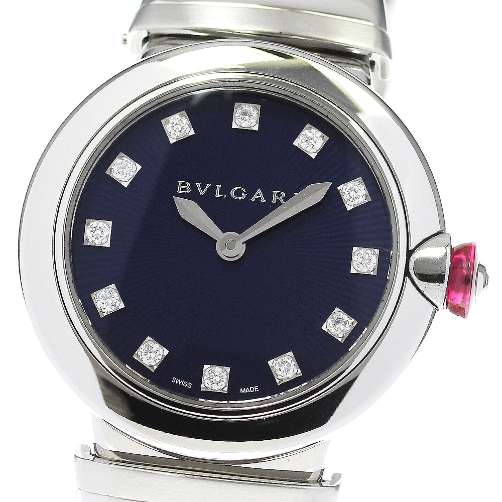 ブル小峡谷 BVLGARI LU28S ルチェア 12P金剛石 石英 レディース 美品 箱・御墨付き付き添い人_791366【電子ボルト20】【中古】