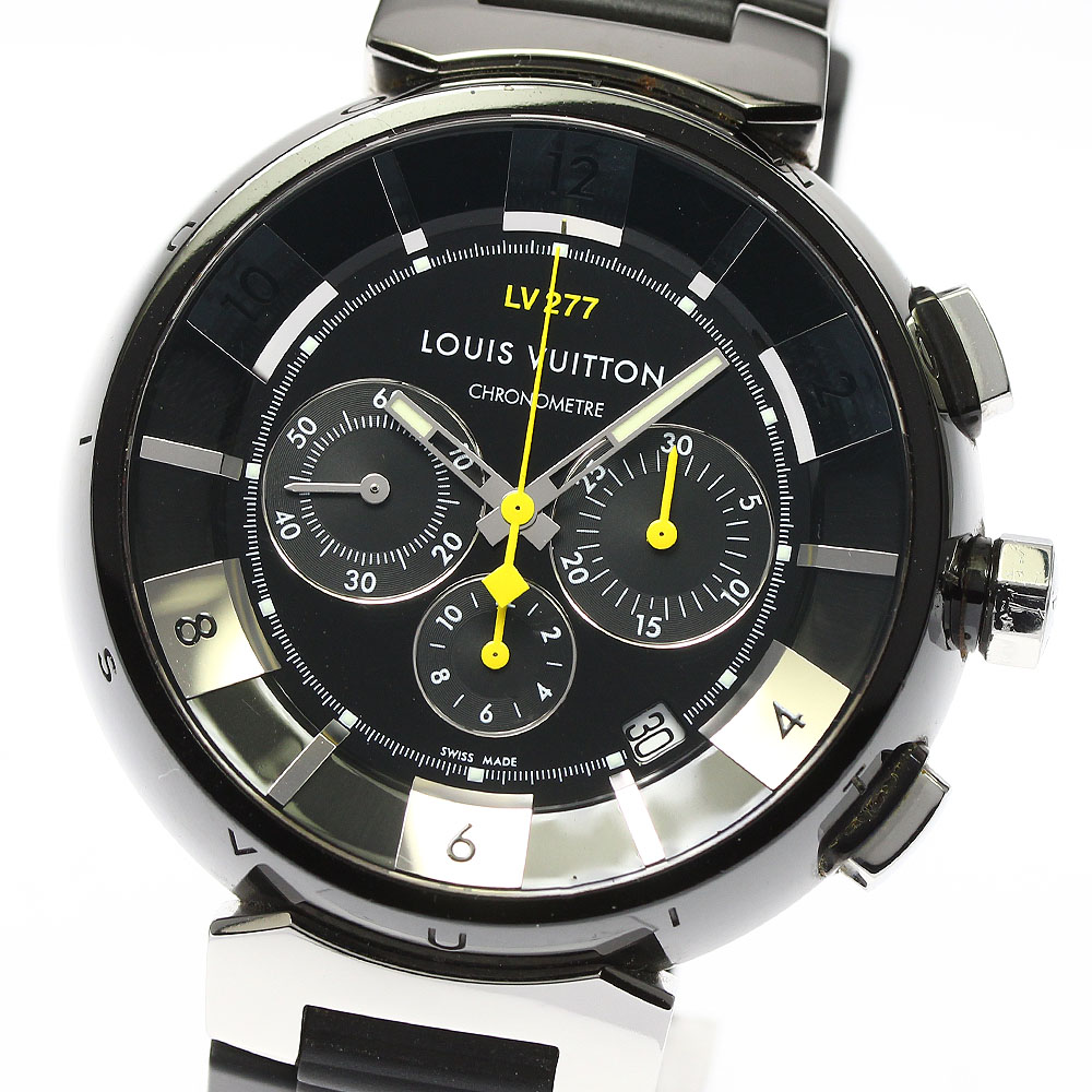 ジャンク ルイ・ヴィトン LOUIS VUITTON Q114K タンブール インブラック クロノグラフ 自動巻き メンズ _782154【ev10】【中古】|CLOSER