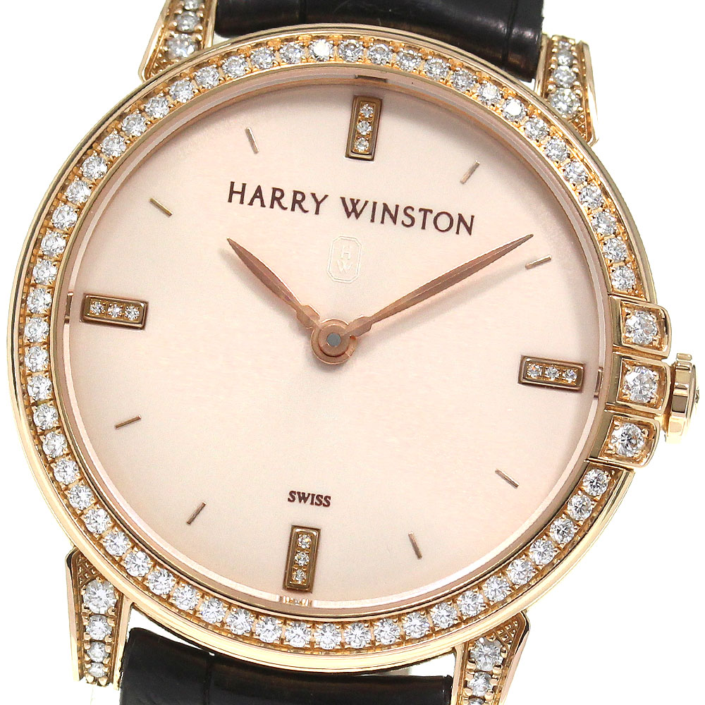 ハリーウィンストン HARRY WINSTON 450/LQ32R ミッドナイト K18PG ダイヤベゼル クォーツ メンズ _792619【中古】