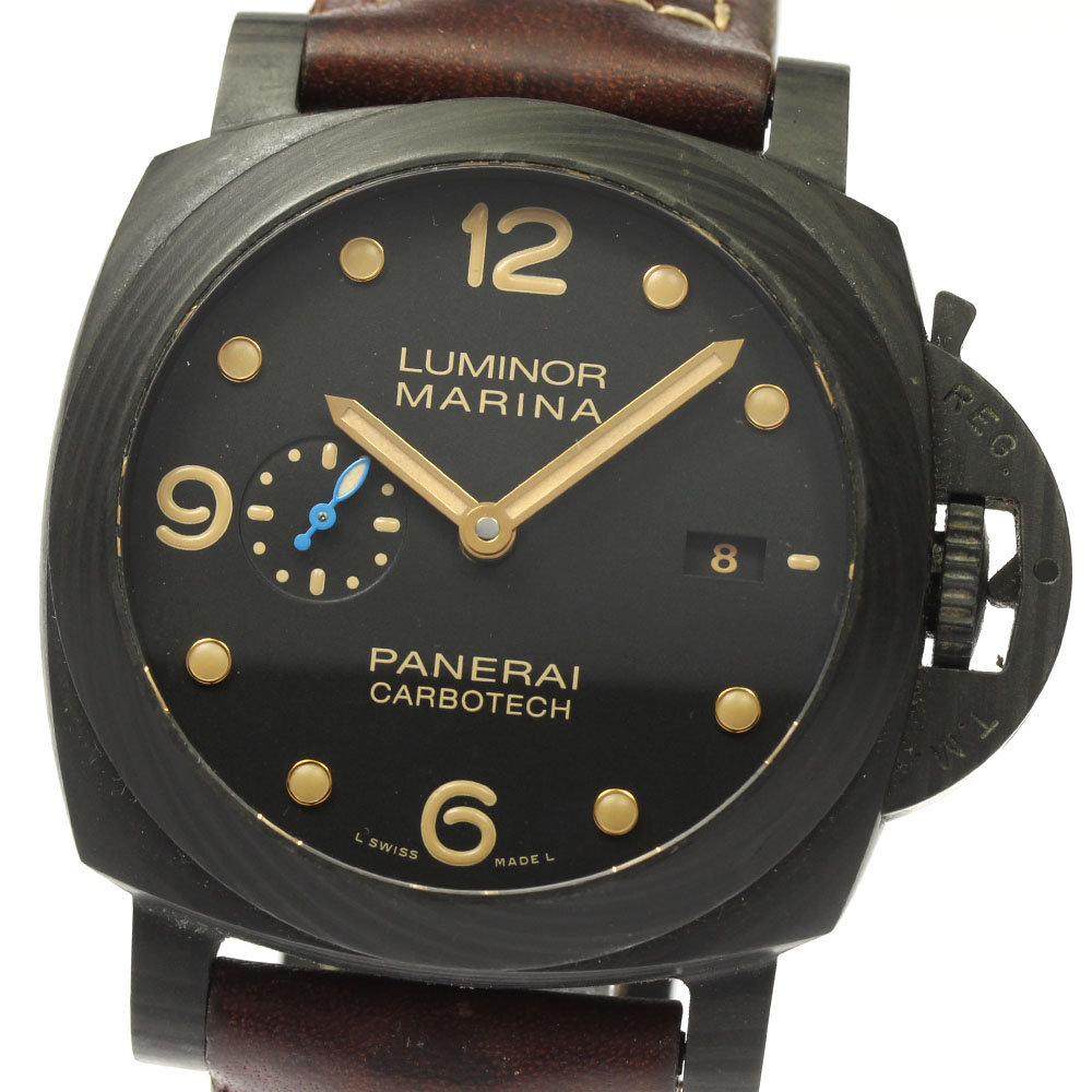 パネライ PANERAI PAM00661 ルミノールマリーナ 1950 カーボテック デイト 自動小銃一巻き メンズ _808700【中古】 腕時計-メンズ腕時計