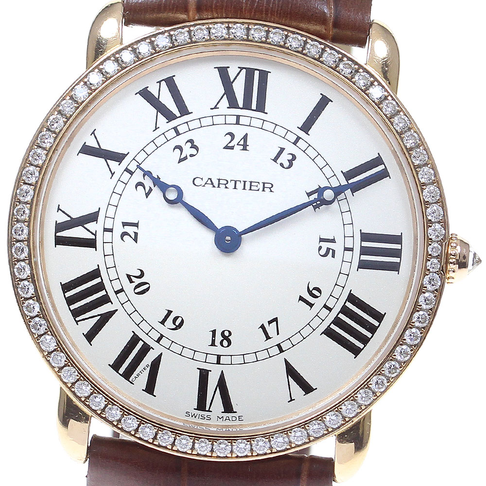 カルティエ CARTIER WR000651 ロンド ルイ カルティエ LM K18PG 手巻き メンズ _804335【中古】