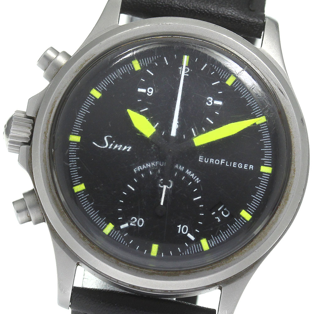 訳あり ジン Sinn 356.EURO FLIEGER ユーロフリーガー クロノグラフ 自動小銃一巻き メンズ 箱・御墨付き付き添い人_811930【中古】