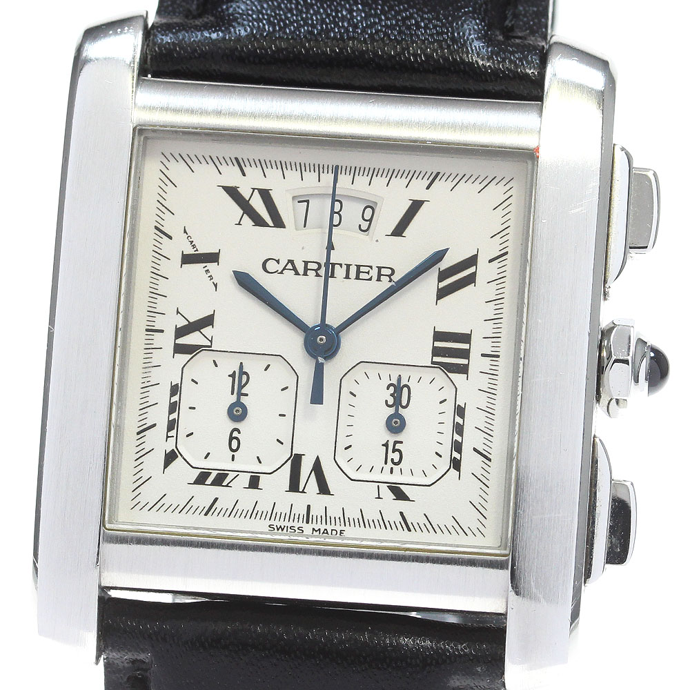 カルティエ CARTIER W5101455 タンクフランセーズXXL クロノリフレックス デイト クォーツ メンズ 保証書付き_826515【中古】
