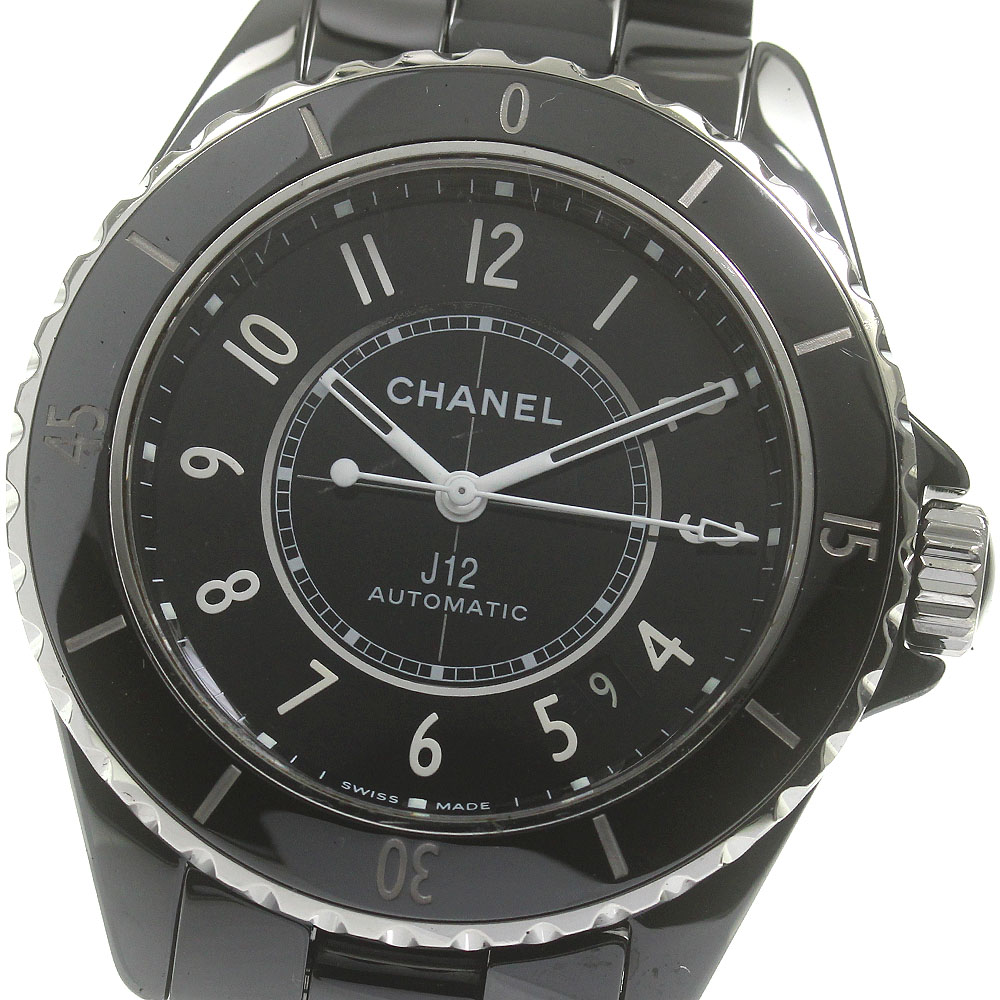 シャネル CHANEL H5697 J12 黒陶芸 デイト 自動小銃一巻き メンズ _831455【中古】