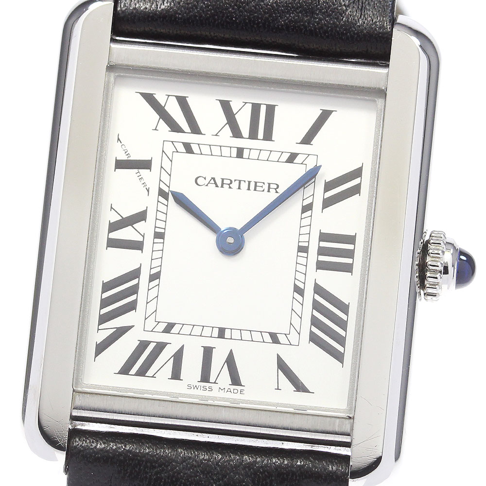 カルティエ タンクソロ SM コンプリートサービス済 白アリゲーターベルト極美品 Cartier カルティエ タンクソロ SM 腕時計 時計 ステンレス