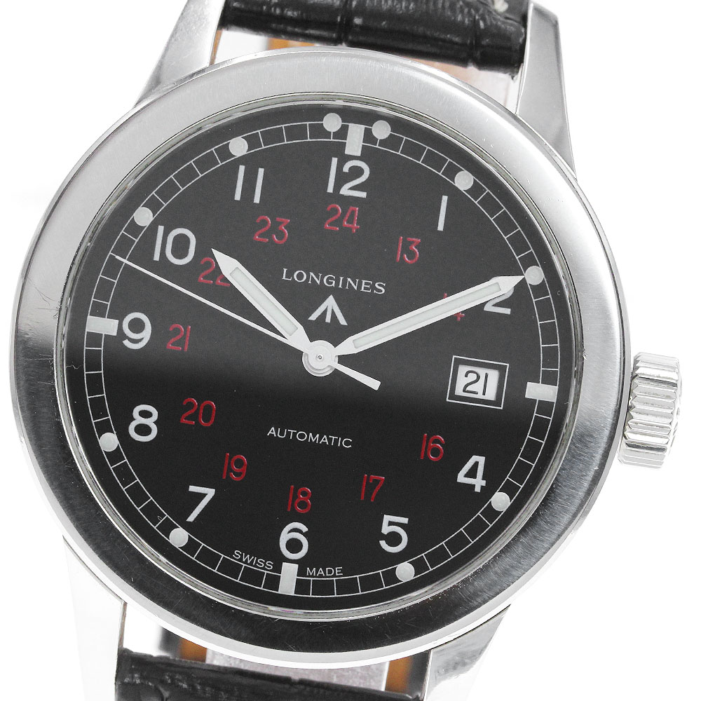 ロンジン LONGINES L2.832.4 ヘリテージ ミリタリー デイト 自動小銃一巻き メンズ 御墨付き付き添い人_837822【電子ボルト10】【中古】
