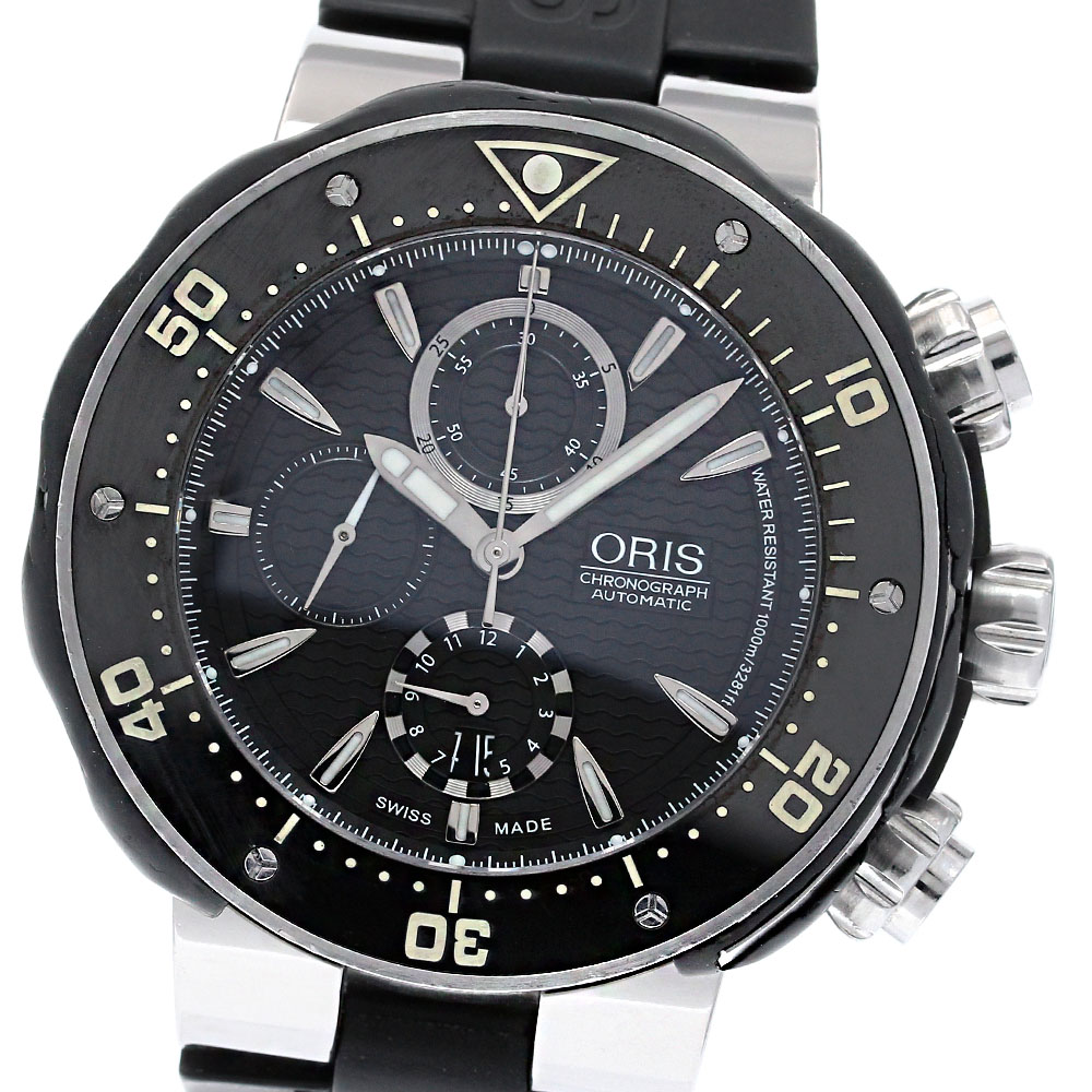 訳あり オリス ORIS 7630-71 労働者階級ダイバー クロノグラフ デイト 自動小銃一巻き メンズ _833726【中古】