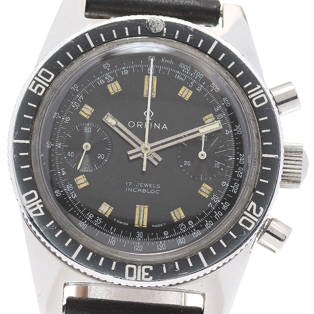 オルフィナ ORFINA 9141 クロノグラフ ヴィンテージ cal.7733 手巻き メンズ _837878【中古】