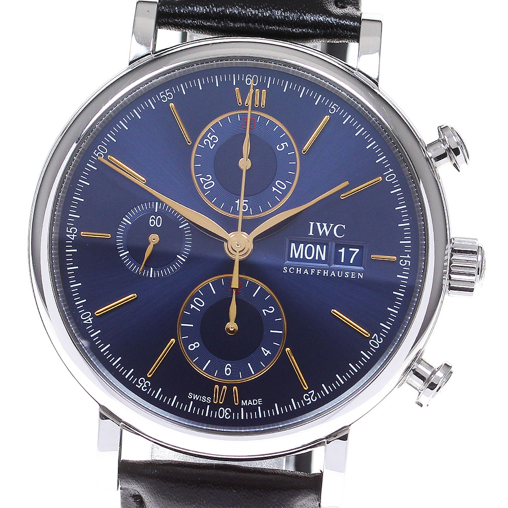 IWC SCHAFFHAUSEN IW391036 ポートフィノ クロノグラフ デイデイト 自動巻き メンズ 良品 保証書付き_842746【中古】 269,676円