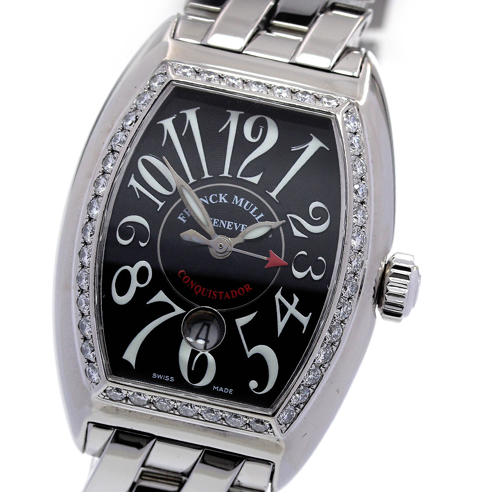 フランクミュラー FRANCK MULLER 8005LD1R コンキスタドール ダイヤベゼル デイト 自動巻き レディース _843865【ev15】【中古】
