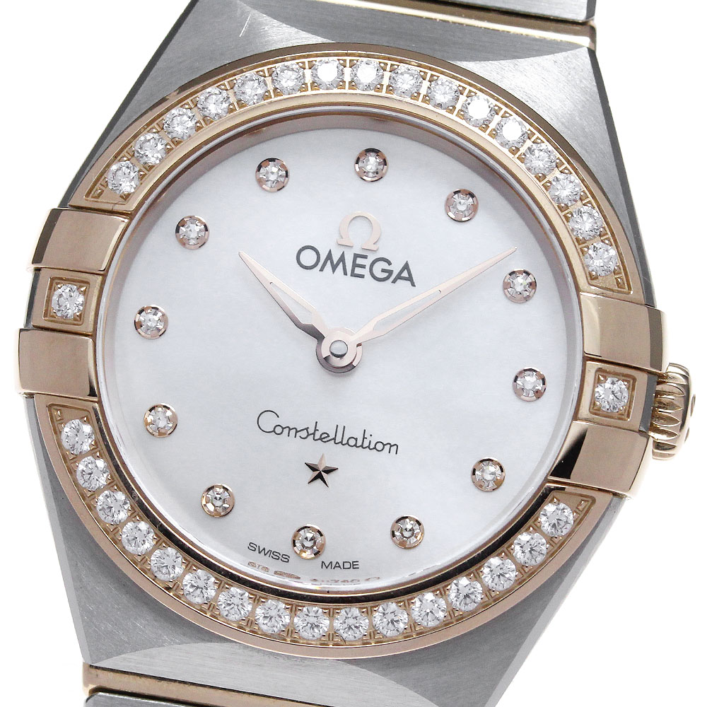 オメガ OMEGA 131.25.25.60.55.001 コンステレーション マンハッタン ダイヤベゼル クォーツ レディース 箱・保証書付き_848074【中古】