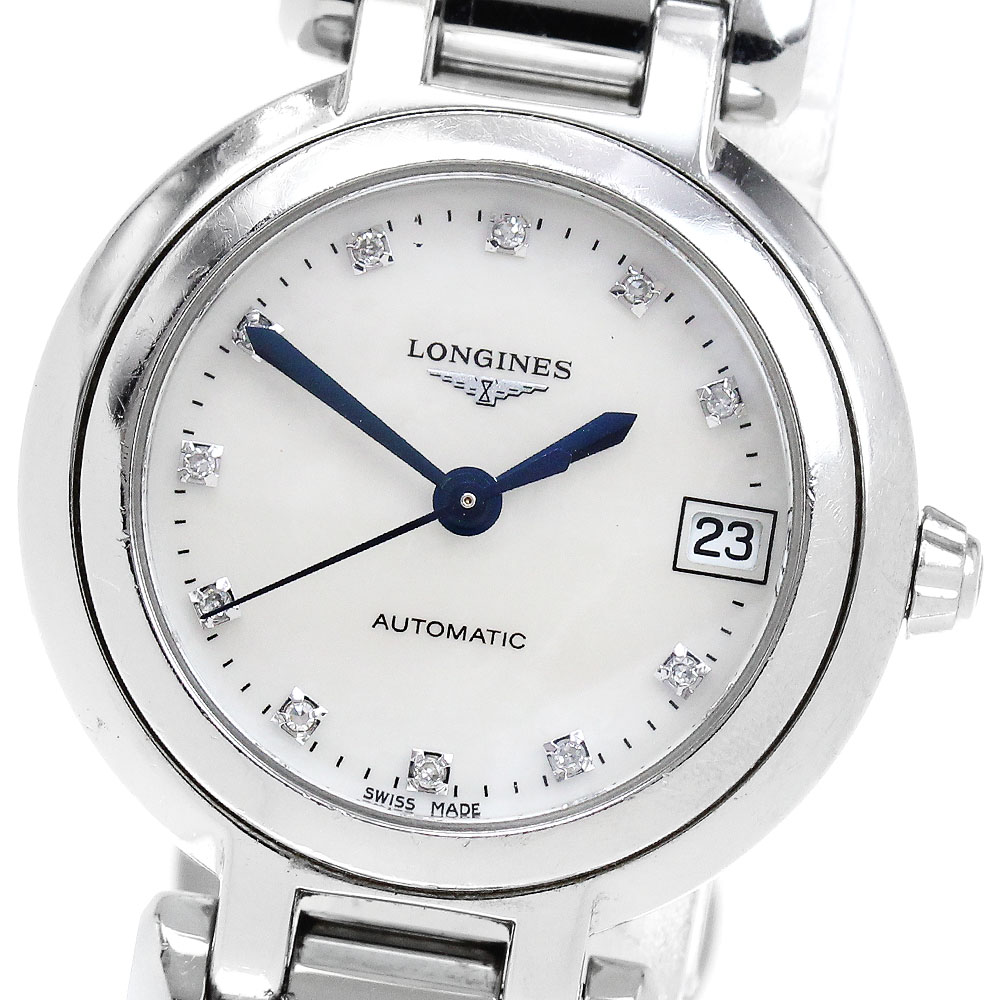 ロンジン LONGINES L8.111.4 プリマルナ デイト 11P金剛石 自動小銃一巻き レディース _848516【電子ボルト20】【中古】