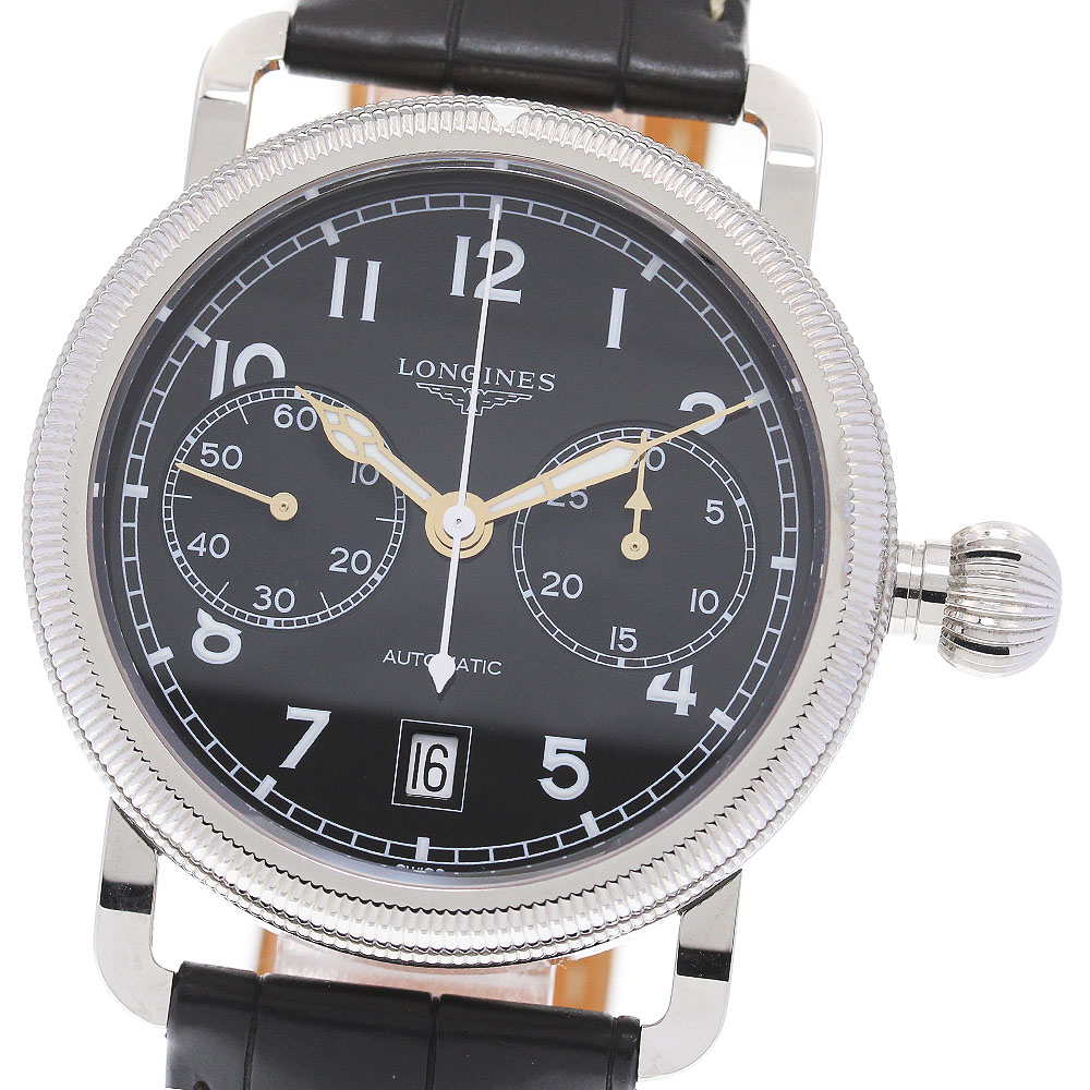 ロンジン LONGINES L2.783.4 ヘリテージ アヴィゲーション オーバーサイズクラウン 自動巻き メンズ 美品 箱・保証書付_849766【中古】