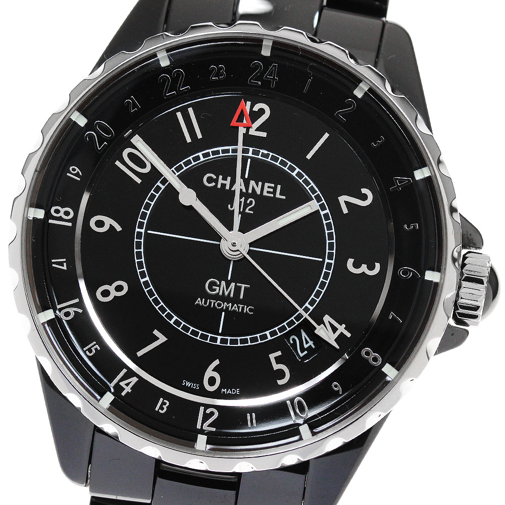 シャネル CHANEL H3102 J12 GMT 黒陶器 自動小銃一巻き メンズ 良品 _849627【中古】