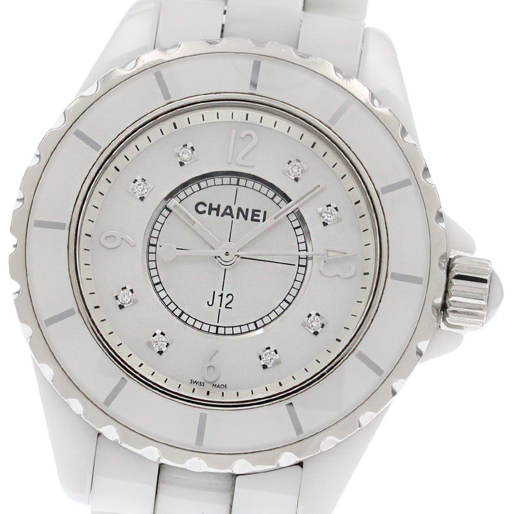 シャネル CHANEL H2422 J12 33ｍｍ 白セラミック 8Pダイヤ クォーツ レディース 保証書付き_868220【中古】