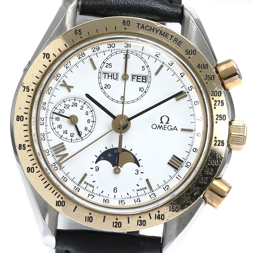 訳あり ゼロ OMEGA 175.0034 素早さ御師匠さん トリプル暦 お月さま位相角 自動小銃一巻き メンズ _866350【中古】