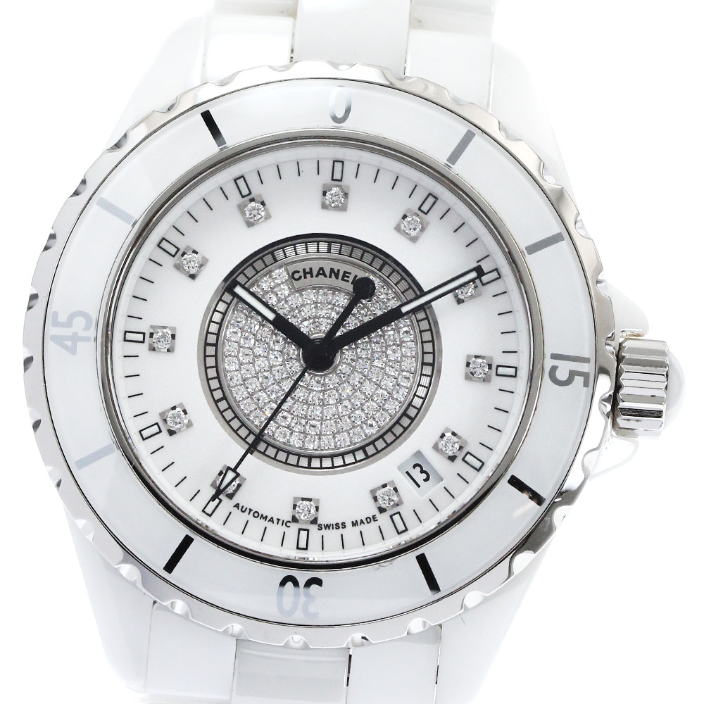 シャネル CHANEL H1759 J12 38mm 白セラミック センターダイヤ 自動巻き メンズ _874342【中古】
